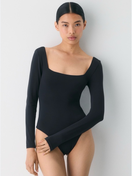 Hollister Tops - Hollister Black Long Sleeve Square-Neck Bodysuit